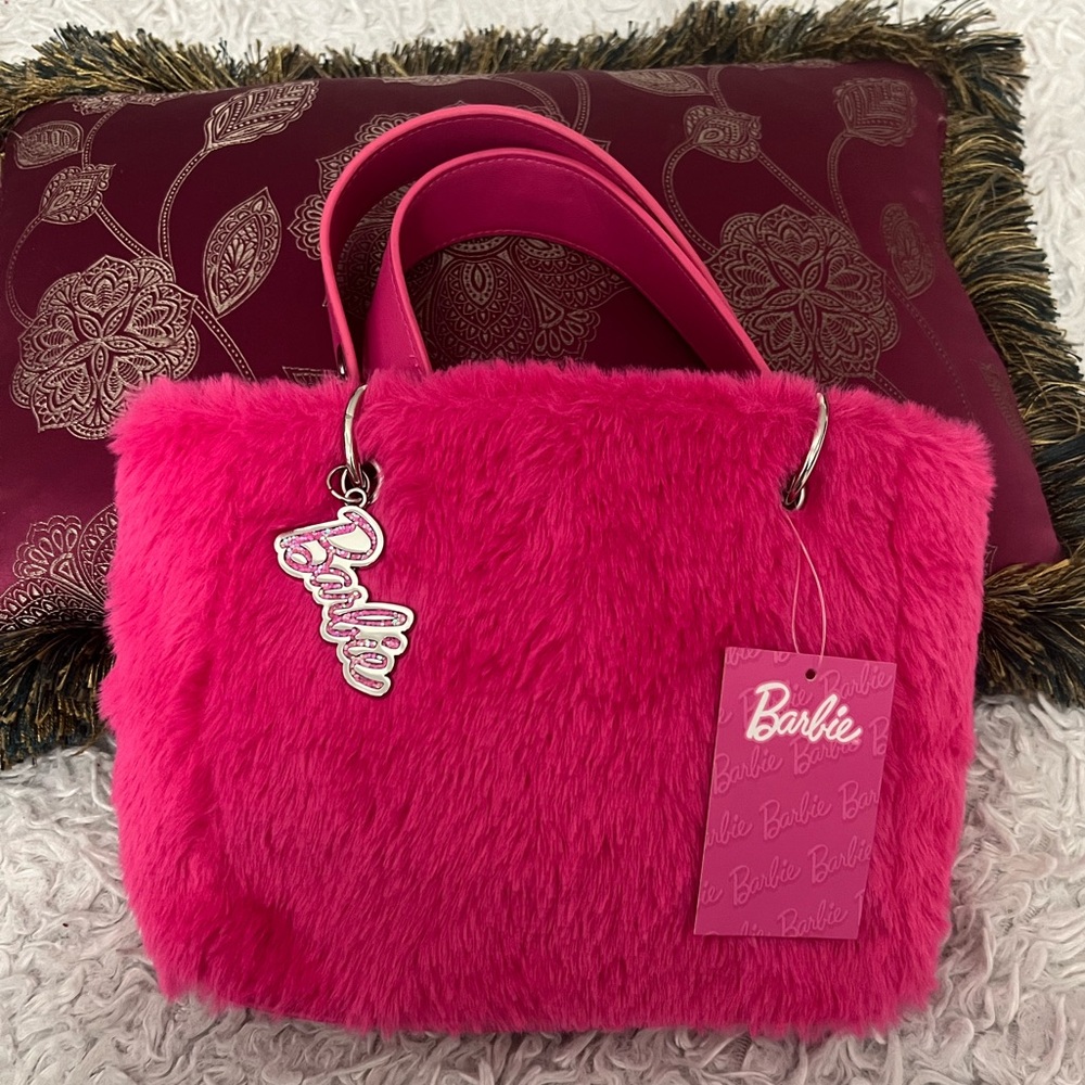 LIMITED EDITION AUTHENTIC Barbie Core Pink Plush Tote. NWT - Picture 2 of 7